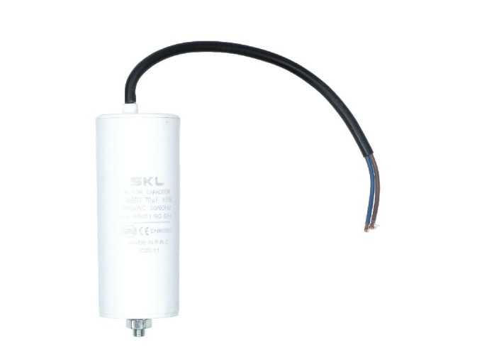 Rozbehový kondenzátor 70 µF 450V 50/60Hz CBB60 s káblom 25 cm