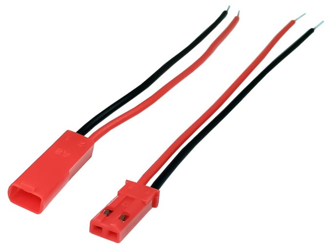 JST Konektor 2 PIN s káblom 10 cm - Samec + Samica