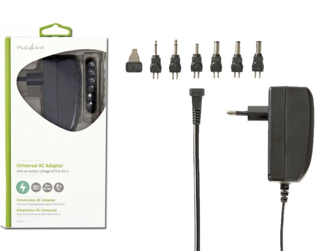 Univerzálny impulzný napájací adaptér 9-24 V DC, 24 W, 1 A - ACPA003 Nedis