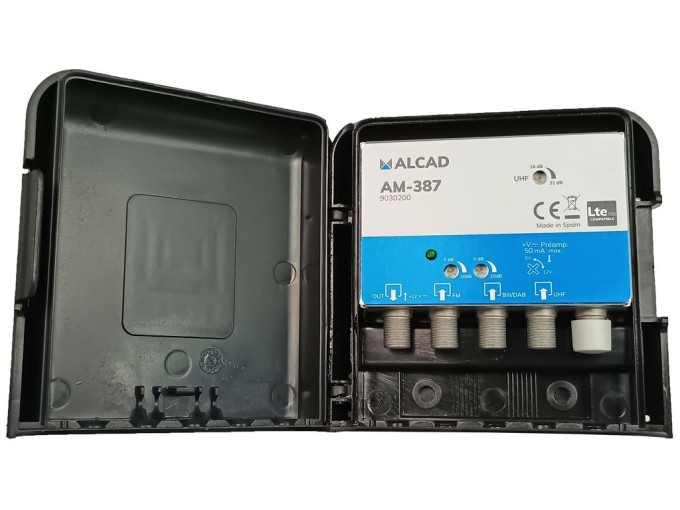 Anténny zosilňovač ALCAD AM-387 s 3x vstupom FM, DAB a UHF LTE700