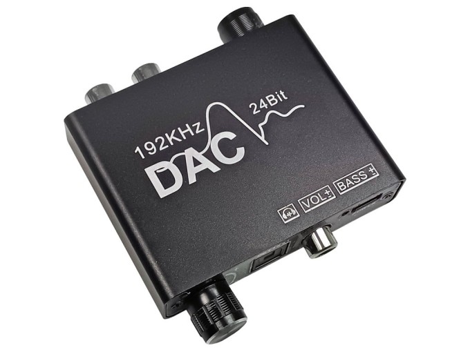 Digitálny audio prevodník Toslink/SPDIF na 2x RCA s reguláciou