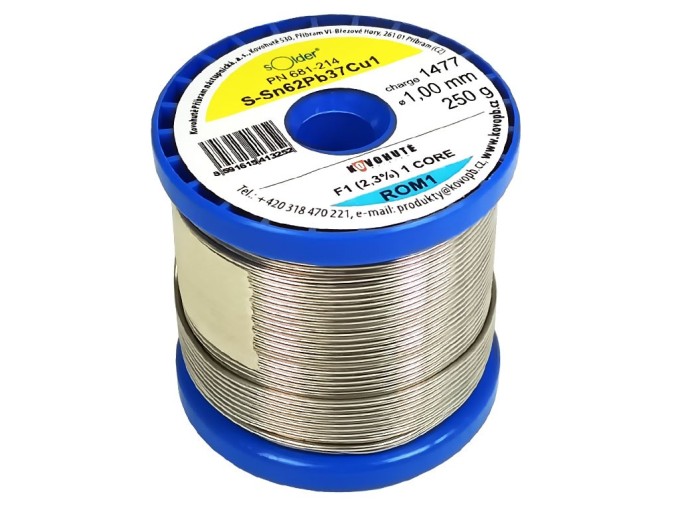 Cín pájka Sn62Pb37Cu1 s medi 1.0mm cievka 250g