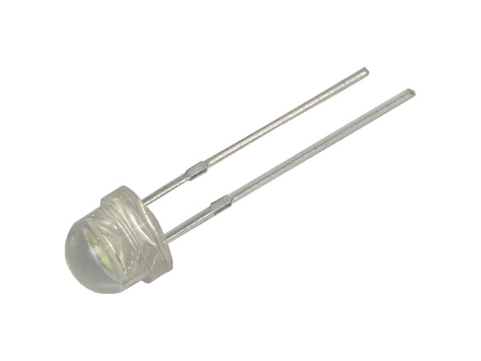 LED dióda biela 5mm guľatá čierna nízka 13000mCD Straw Hat