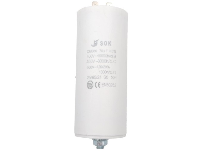 Rozbehový kondenzátor 70µF s konektory TC886DS