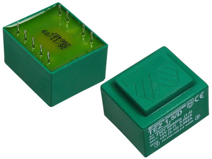 Zalievací transformátor 1,5VA 230VAC 12V 125mA PCB IP00