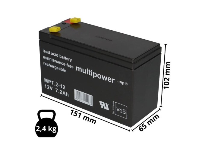 Olovený akumulátor 12V 7,2Ah Multipower MP7.2-12