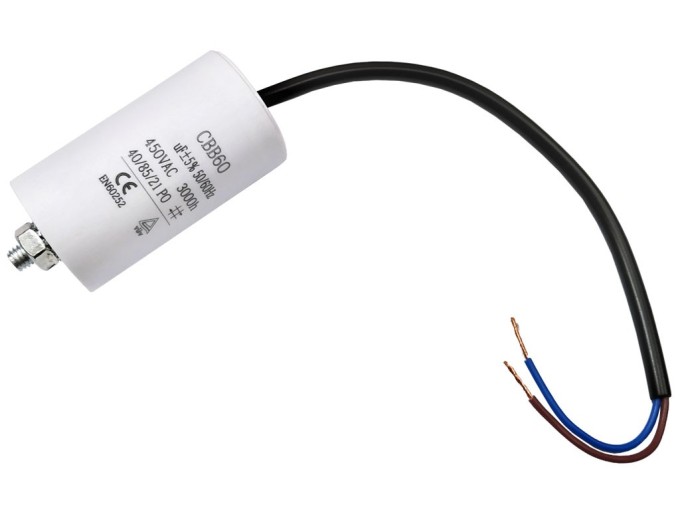 Rozbehový kondenzátor 2.5 uF 450V CBB60 s káblom 25 cm