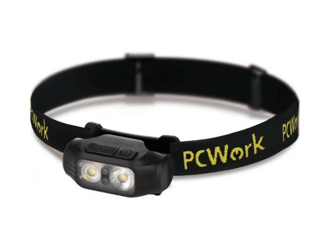 LED čelovka PCWork PCW12A 200 lm, hybridné napájanie, USB-C, IPX5