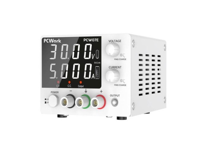 Laboratórny napájací zdroj PCWork PCW07E 0–30 V DC 0–5 A 150 W s USB-A a USB-C