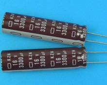 Nippon KZN Kondenzátor 3300uF/16V 105°C - Nízka ESR, Dlhá životnosť