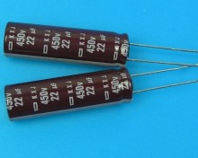 Kondenzátor elektrolytický 22uF/450V Nippon KXJ, 105°C, low ESR