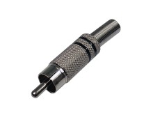 Kovový konektor CINCH RCA strieborný - čierny