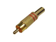 Cinch konektor pozlátený 2x červený pruh