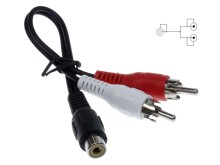 CINCH redukcia mono / stereo 0.2m samica na 2x samec