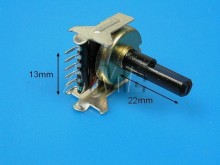 Potenciometer stereo otočný 20kΩ A č.13 s hriadeľom 22mm