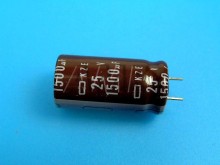 Nippon KZE 1500uF/25V Elektrolytický Kondenzátor - Low ESR, Dlhá životnosť, Vysoký Ripple Current