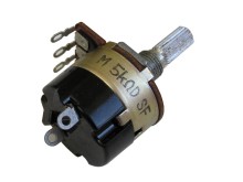 Logaritmický otočný potenciometer 5kΩ s vypínačom - drážkovaná hriadeľ 6 x 12mm