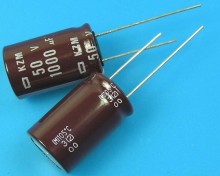 Kondenzátor elektrolytický 1000uF/50V Nippon KZM - nízka ESR, dlhá životnosť