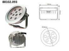 LED svetlo RISE nerez 9x3W, teplá biela 3000K, 24V DC