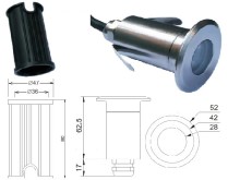 LED Svetlo RISE 1x3W RGBV+ 12V DC s nerezovým krytom