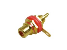 Konektor CINCH RCA panelová samica zlacený červený