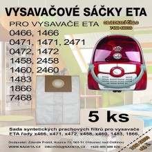 Syntetické sáčky do vysávače ETA 5ks pre modely x458, x460, x466, x471, x472, 1483, 1866, 7468