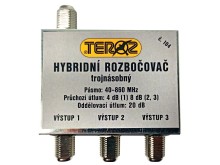 Hybridný anténny rozbočovač TV s 3 výstupy F č. 104