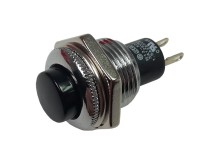 Tlačidlo 250V/1A s rozpínacím kontaktom ON-(OFF), čierne, montážny otvor 12,7mm