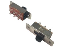 Posuvný prepínač DPDT s pájecími očky, 35x12,6 mm