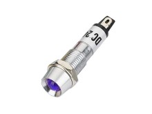 Modrá LED kontrolka 12V AC/DC s M8 závitem a kovovou objímkou