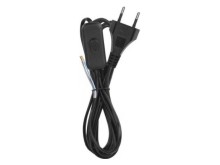 Sieťový kábel s vypínačom 2x 0.75mm2, čierna plochá dvojlinka 2m