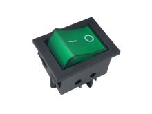 Kolébkový dvoupólový vypínač 250V / 15A WSM 9105L zelený ON-OFF FASTON 6,3