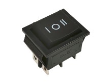 Kolébkový vypínač KCD2 černý ON-OFF-ON s 6 vývody