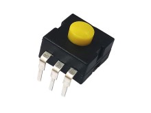 Žltý 3-polohový tlačítkový prepínač s aretáciou