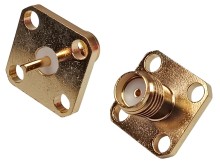 Konektor SMA panelový prírubový - samica - pozlátený