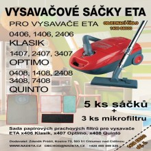 Sáčky do vysávača ETA 0406, x406, x407, x408 + mikrofiltr, 4 ks