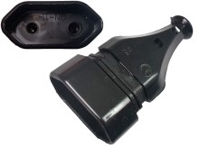 Sieťová zásuvka 2pólová plochá 250VAC/2,5A čierna GN-11