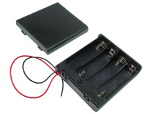 Puzdro na batérie 4x AA s vypínačom a vývodom vodiča