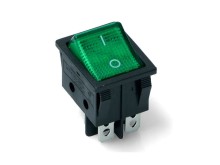 Kolébkový vypínač s podsvitem zelený 230V / 15A KCD4