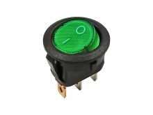 Guľatý kolískový vypínač 1 pólový 12V DC / 16A podsvietený zelený