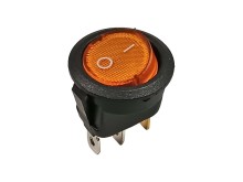 Kulatý kolébkový vypínač 1 pólový 12V DC 16A žltý presvetlený