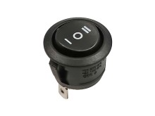 Kulatý kolébkový vypínač R13-112D-BB-7D, černý ON-OFF-ON