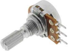 Potenciometer mono otočný 100kΩ logaritmický s drážkovanou hřídeli 6 x 9mm